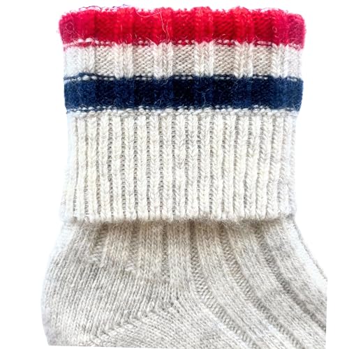 Image of 92% Merino Wool Socks Natural Crew Thick Home Travel Cozy Super- Soft Sock Made in Mongolia