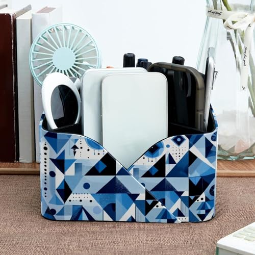 Porte-stylo rectangulaire bleu à motif géométrique abstrait - 7