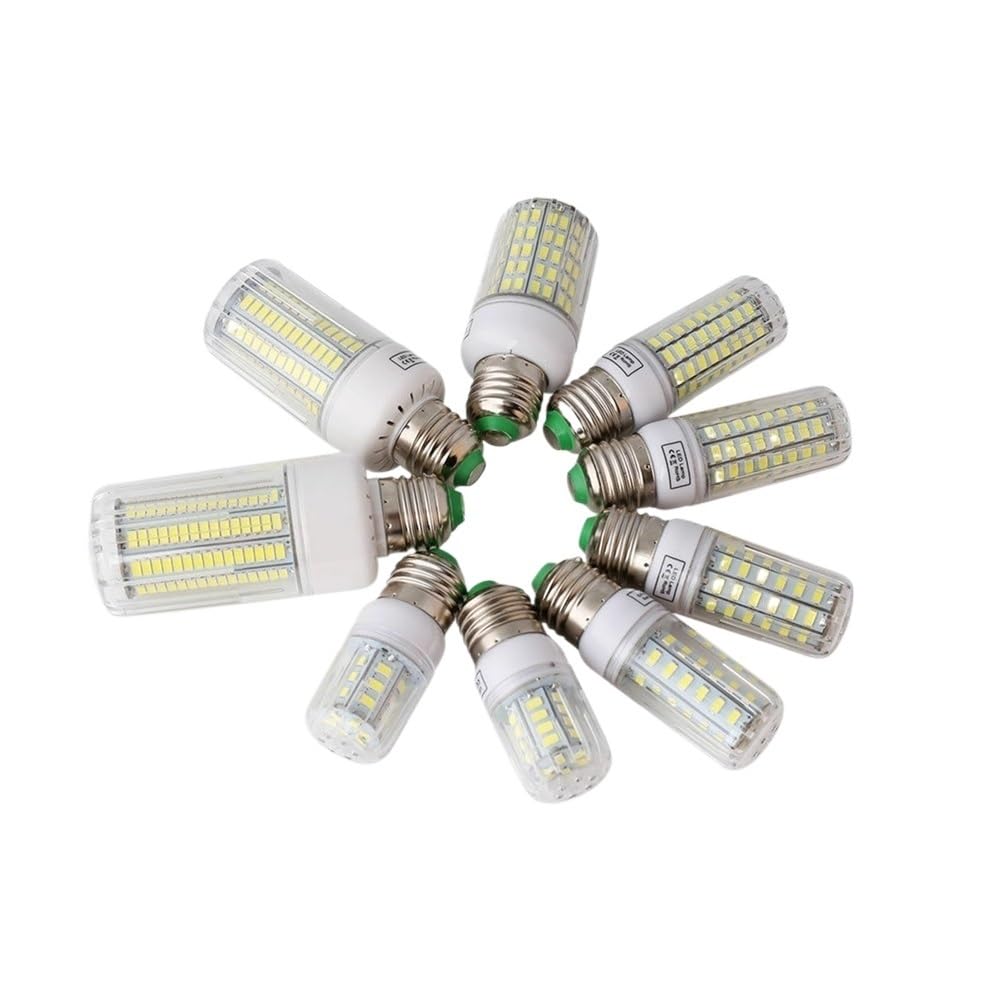 fengyan Casa bombillas, Paquete de 10 bombillas LED de maíz AC220V 5730SMD E27/E14 lámpara con base de tornillo lámparas for la habitación del hogar Familiar Lámpara(E27 Warm White,144 LEDs)