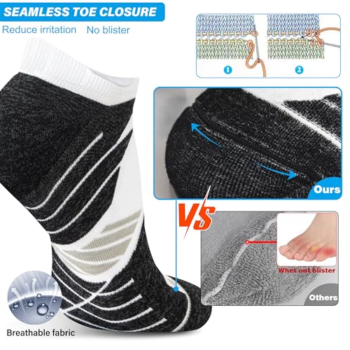 Hylaea No Show Running Athletic Anti-Blister Wicking Coolmax Socks, Seamless Anti-odor2