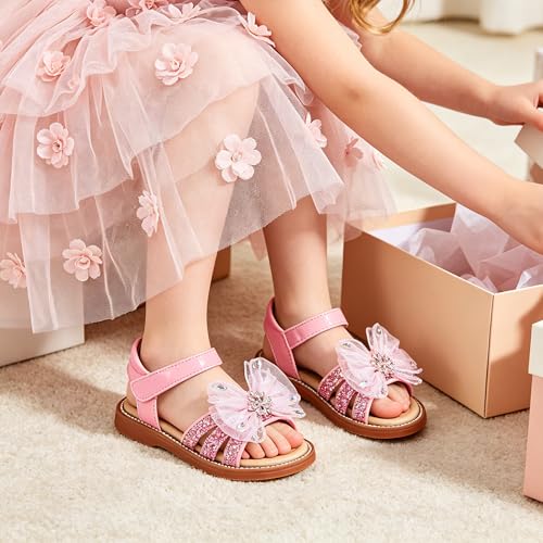 Image of Otter MOMO Girls Open Toe Princess Flat Sandals with Comfort Sole Summer Sandals