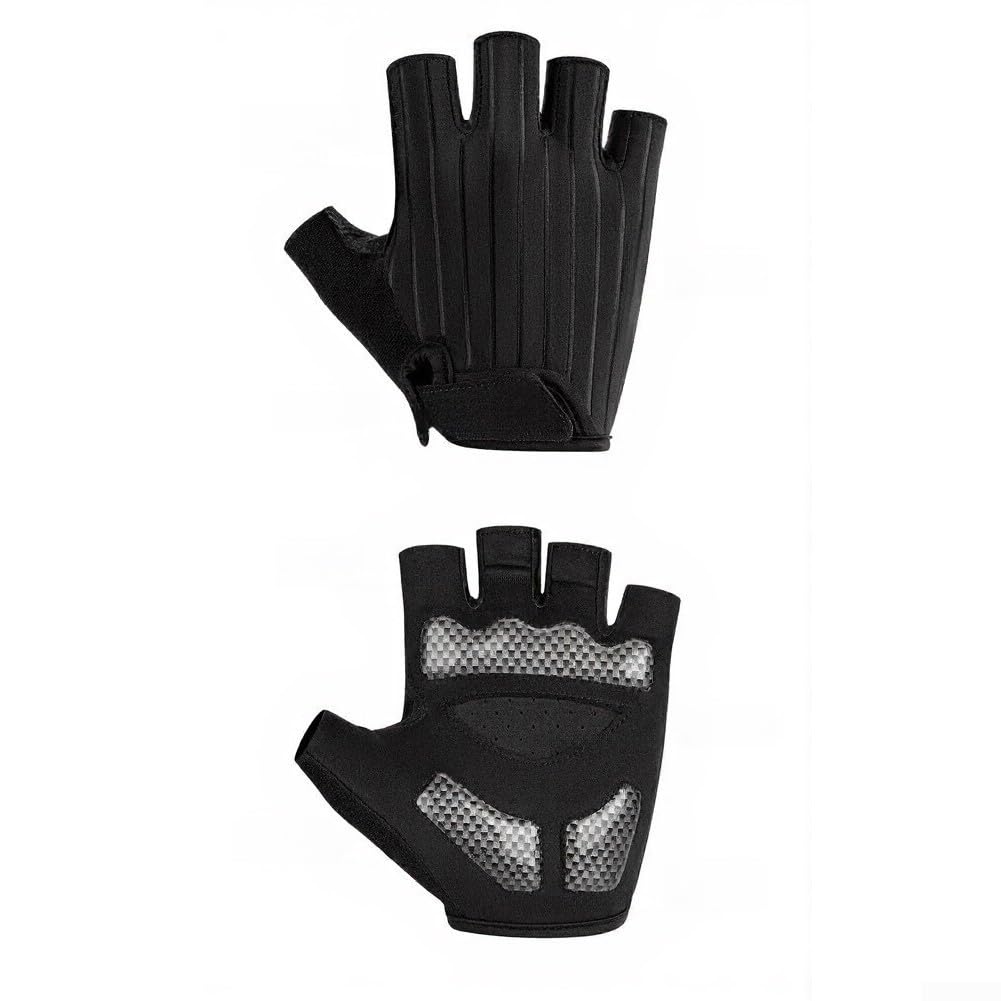 Guantes Ciclismo Medio Dedo, Antideslizantes con Gel SBR(White-L)