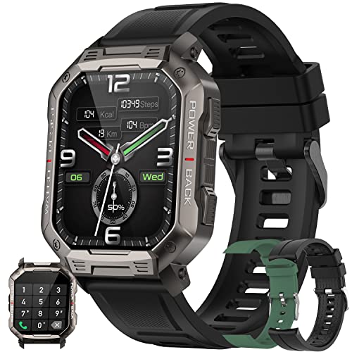 Smart Watch for Men, Bluetooth (Answer/Make Call) Fitness Tracker Tactical Military Waterproof Smartwatch for Android Phones iPhone Outdoor Sports Digital Watches Heart Rate Blood Pressure Monitor
