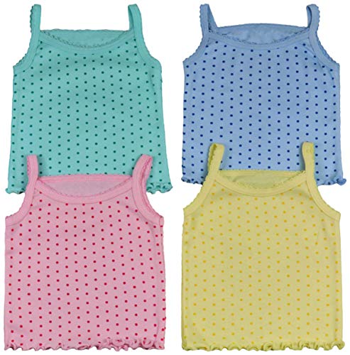 Image of ToBeInStyle Girl's 4 Pack Ruffle Hem Spaghetti Strap Tank Tops