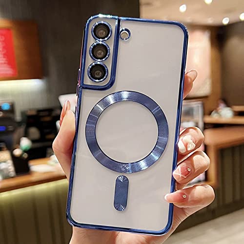 Coque magnétique Samsung S23 FE antichoc transparente et bleue