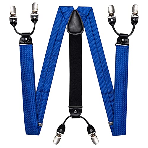 Image of DiBanGu Paisley Bow Tie and Supenders for Men Tuxedo Heavy Duty 6 Clips Suspender Adjustable Y-Shape Mens Trouser Braces