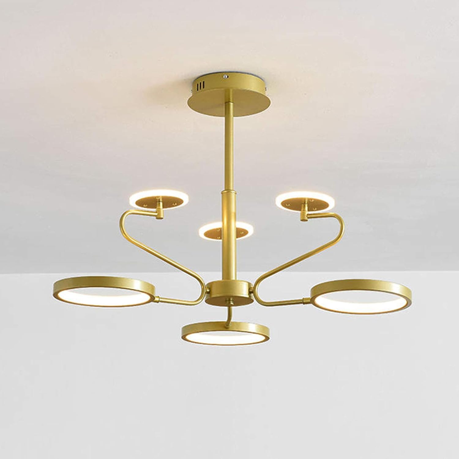 Suspension lumineuse LED pour salle à manger et salon au design anneau chic en fer noir 8 têtes