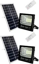 Kit 2x Refletor Solar Fotocélula LED 200W 6500K IP66 Placa Avulsa + Controle