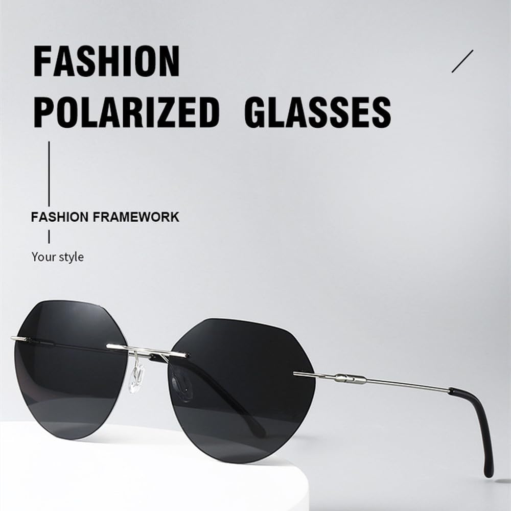 Gafas de sol sin montura para conducir de noche, gafas de sol de moda para hombres y mujeres, gafas de sol fotocromáticas para conducir para hombres y mujeres, UV400