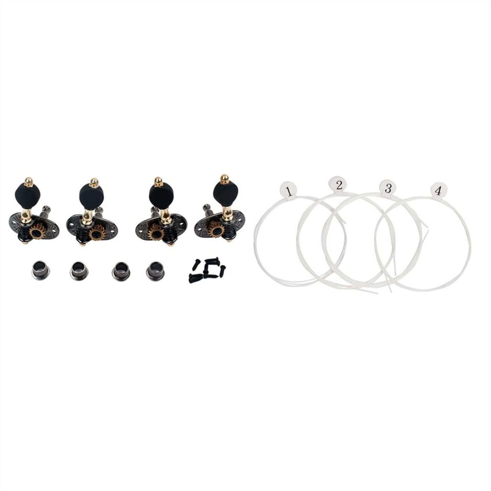 Strojenie struny do gitary 4 SZTUK Ukulele Tuning Pegs Tuners Machine Heads + 4 Sztuk Sznurki Ukulele Do Ukulele Części Gitary