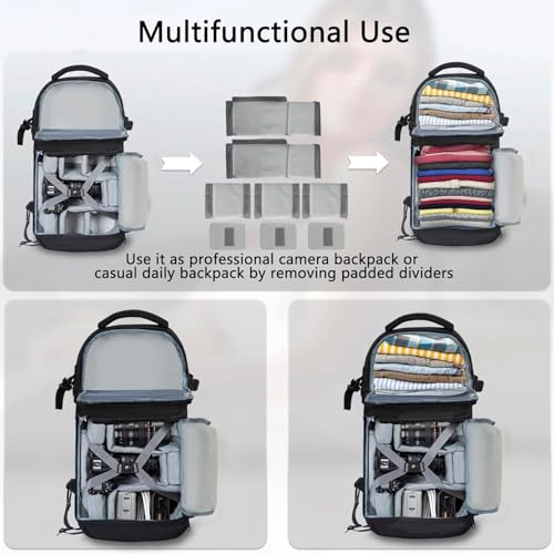 TORIBIO Camera Sling Bag Backpack,DSLR/SLR/Mirrorless Camera Bag with Tripod Holder & Removable Dividers,Small Crossbody Tactical Camera Bag Backpack for Canon/Nikon/Sony/Fuji/Gopro