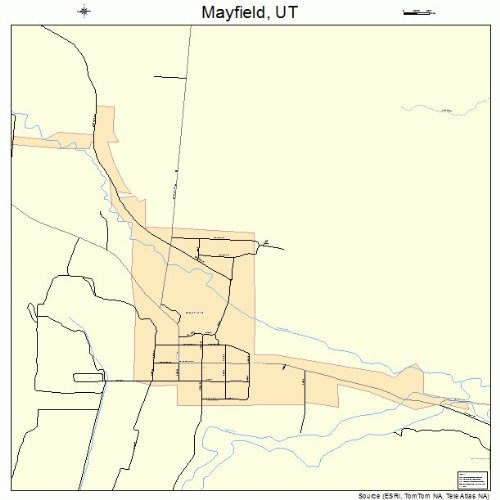 Large Street & Road Map of Mayfield, Utah UT Printed poster size wall