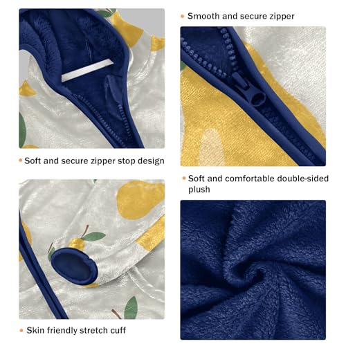 Yellow Pears on Light Background Toddler Fleece Jacket Girl Boys Hooded Fleece Jacket Coat Warm Outwear Zip-up 3-10T3