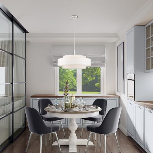 Image of Livex Lighting 52138-91 Meridian 5-Light Pendant, Brushed Nickel | Fabric shade design