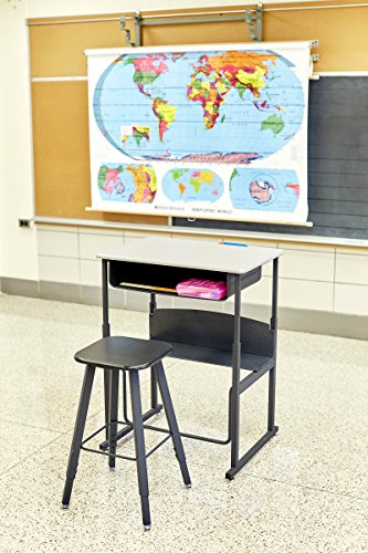 Image of Safco Products 1205BL Alphabetter Stool for Alphabetter Stand-Up Desk (Sold Separately), Black Frame, Black Seat Classroom and Home School Desk