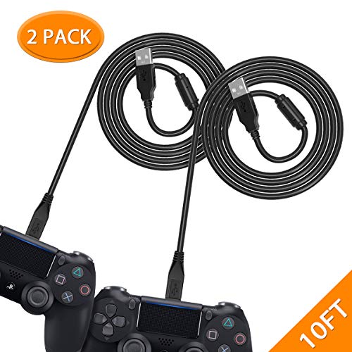 6amLifestyle PS4 Controller Charging Cable 2 Pack / 10FT, Charge and Play, Micro