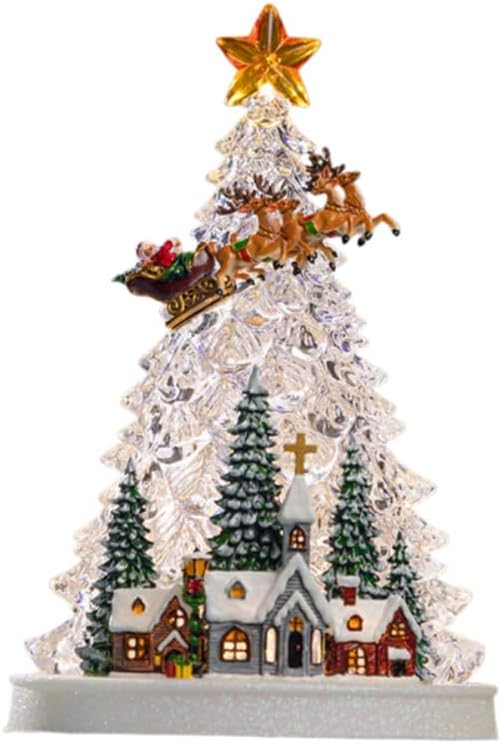 AOUTNクリスマスツリーオルゴール、クリスマスデコレーション、オーナメントナイトライトオルゴール、シーン装飾工芸ギフト、クリスマス