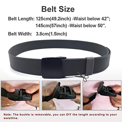 Image of WYuZe Men's Military Tactical Web Belt, Casual Nylon Webbing with No Metal Buckle