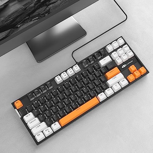 Image of MageGee 75% Mechanical Gaming Keyboard with Brown Switch, LED White Backlit Keyboard, 87 Keys Compact TKL Wired Computer Keyboard for Windows Laptop PC Gamer - Black /White