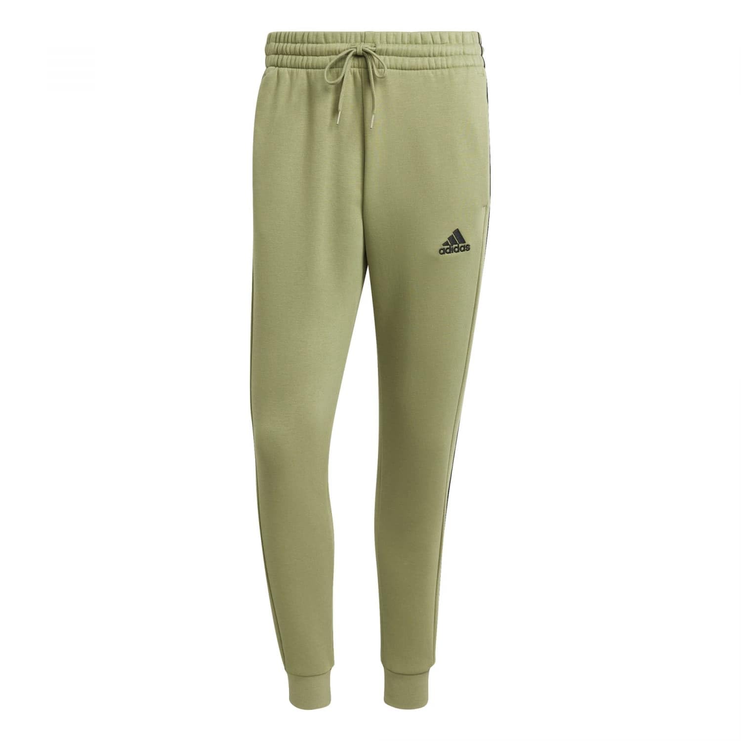 adidas Men's Essentials Fleece 3-Stripes Tapered Cuff Pants, Tent Green F16, XXS Short