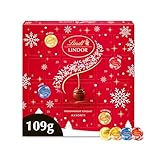 Lindt - Calendrier de l'Avent LINDOR - Assortiment de Chocolats au Lait, Noirs Blancs, Caramel - Idéal pour Noël, 109g