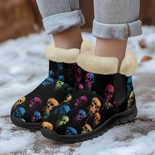 Women's Warm Snow Boots Ankle Booties Outdoor Indoor Walking Flat Boots Non-slip Winter Snow Shoes for Women4