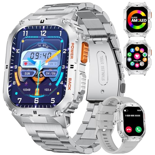 Smart Watch con display AMOLED HD da 1.95 touch militare smartwatch da con funzione telefono IP68 impermeabile fitness tracker 120 + modalità sportive orologio Android iOS uomo