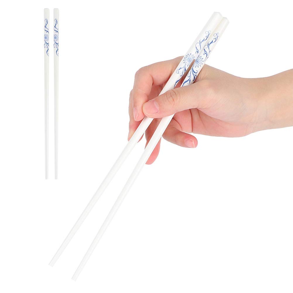 Lot de 10 paires de baguettes réutilisables en céramique | Poignée texturée pour sushis/nouilles | Polissage lisse, de qualité alimentaire | Boîte cadeau pour maison/restaurant (orchidée)