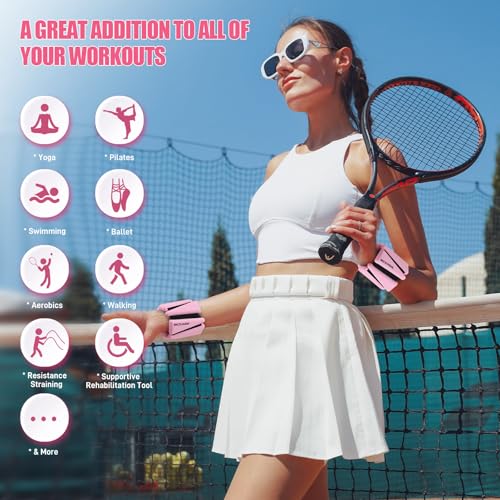 Image of BECOJADDE Ankle Weights Set of 2 (1 lb /2 lb /3 lb Each) Adjustable Wrist Weights for Women Men Wearable Arm Leg Weight for Pilates, Running, Walking, Workout, Yoga