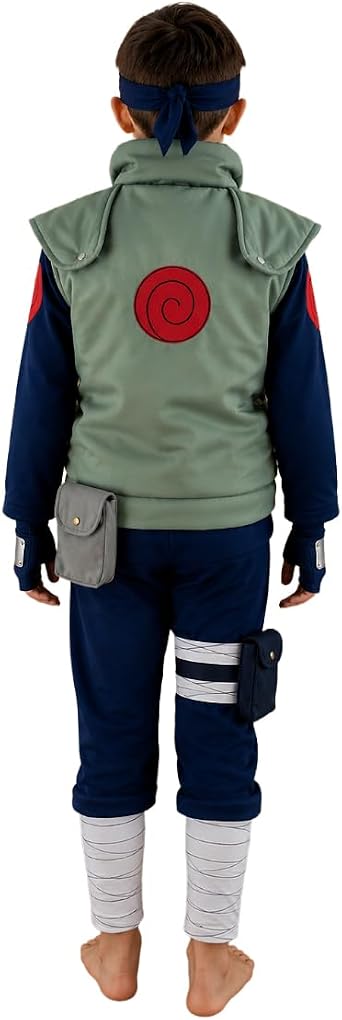 Chaks - Kakashi Hatake Costume Boys Official Naruto Outfit with Accessories, 8-Piece Anime Set for Carnival & Comic Con