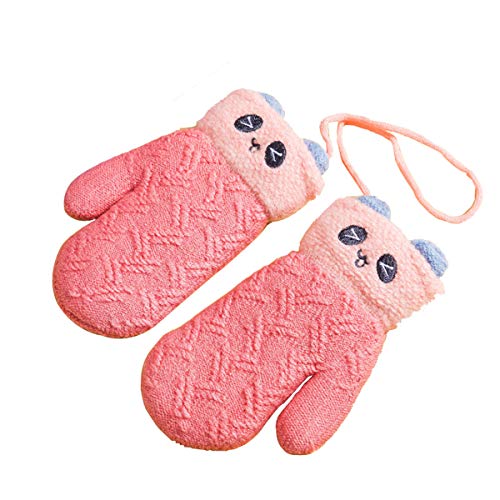Toddler Mittens on String Baby Snow Gloves Kid Magic Gloves Ski Thermal Gloves (Baby Pink)