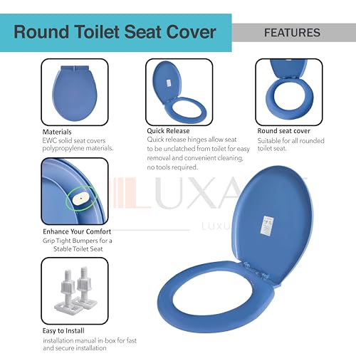Image of LUXART Toilet Seat Cover 17.9L x 14.5W Inc Indian Commode Oval Seat Cover With Round Edge | EWC Non Soft Close Commode Cover With Installation Kit | PP Western Toilet Cover For Bathroom Commercial Use