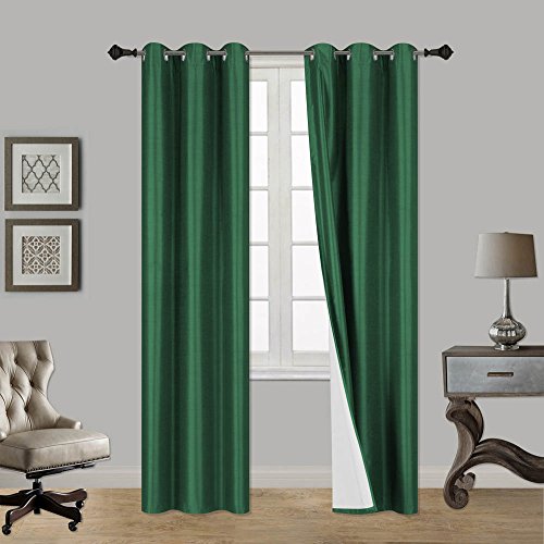 2 Piece Faux Silk Window Blackout Curtain Solid Pattern with Bronze Antique Grommet Energy Efficient Adam Size 63
