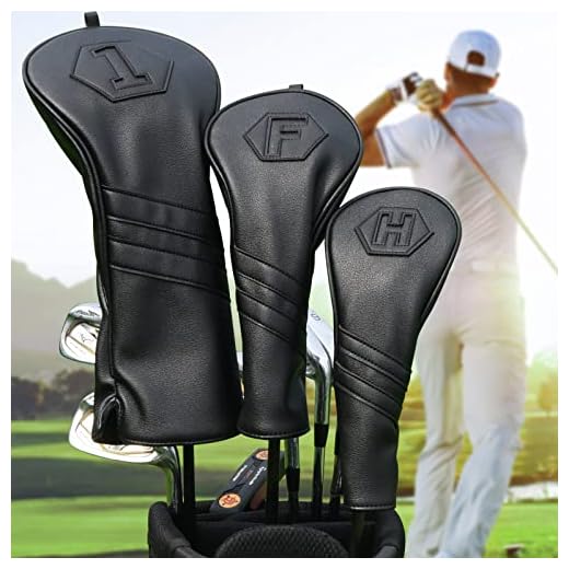 Golf Club Covers, 3 Pack Golf Club Head Covers for Driver, Fairway Woods and Hybrid, Golf Head Covers Fit Most Golf Clubs PU Leather Classic Black