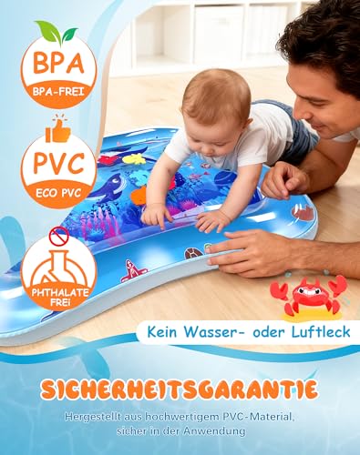 Wincany Wassermatte Baby Groß BPA Frei – Baby Spielzeug ab 3 Monate, Wasserspielmatte Baby & Spielmatte für Bauchlage… – Ansicht 5