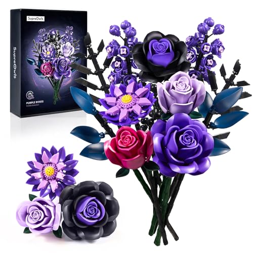 Millionspring Bouquet de roses violettes, ensemble de 736 roses artificielles violettes, cadeaux pour elle pour un anniversaire, la fête des mères, Noël, décoration intérieure