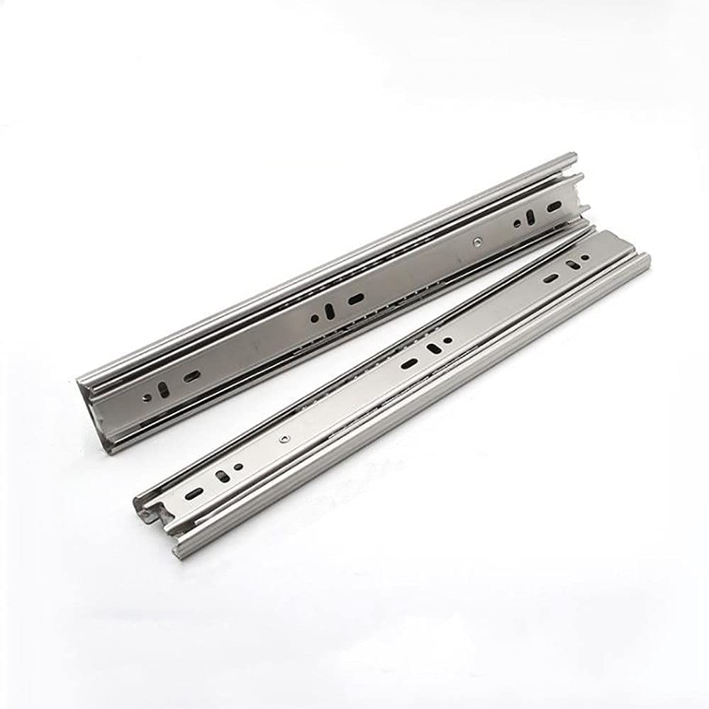 Zjeżdżalnia ze stali nierdzewnej Ra do mebli, 1 para, 20-50 cm, prowadnica Ra, srebrna 30 cm, płynny mechanizm przesuwny, wytrzymały system szyn ślizgowych