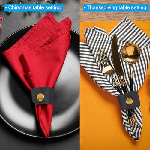 PATIKIL Napkin Rings, 6 Pcs Leather Napkin Rings Rustic Holder for Table Decor Thanksgiving Farmhouse Wedding Fall Banquets Dinner Party Ornaments Classic, Black - Cosy Home Interiors PATIKIL Napkin Rings, 6 Pcs Leather Napkin Rings Rustic Holder for Table Decor Thanksgiving Farmhouse Wedding Fall Banquets Dinner Party Ornaments Classic, Black - Image 6