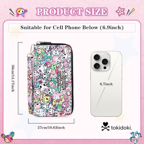 Tokidoki Wallet Pink Unicorno Clutch Wallet Credit Card Holder Large Capacity Travel Purse Wristlet for Women Girl (WA-No skulls girl)2