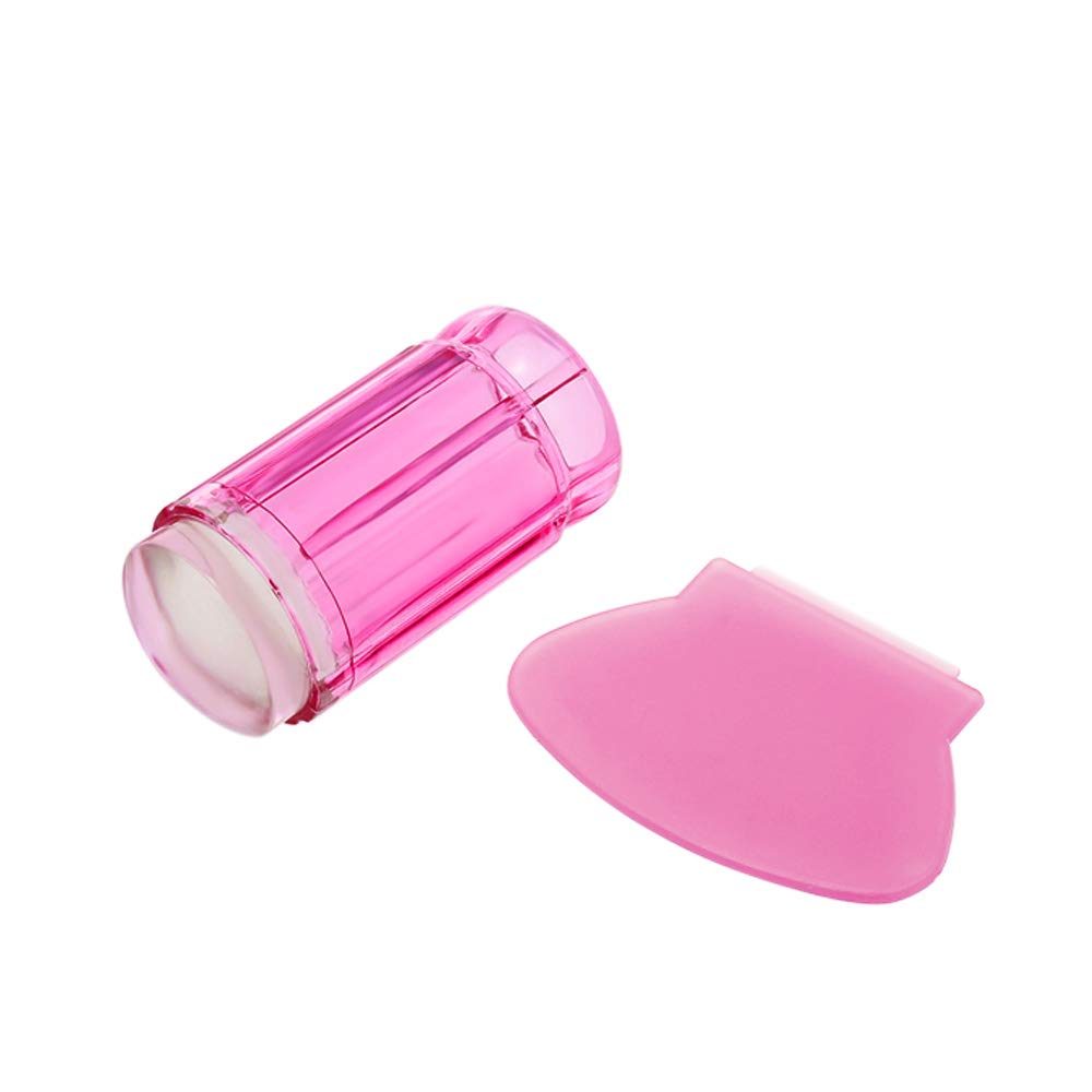 Honeytecs Silicone Nail Art Stamper With Scraper Clear Jelly Nail Stamping Head With Lid & Scraper For DIY Nail Art Stamping Plates