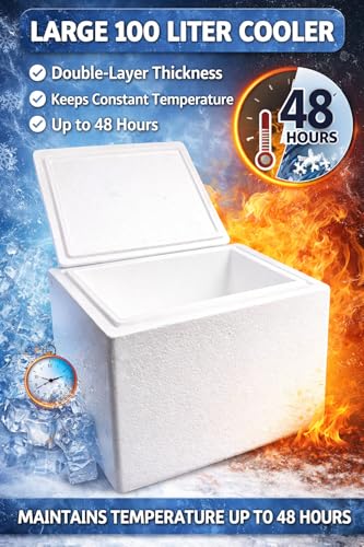 Image of 100 Litre Insulated Ice Box | Stores Up to 50 Kg | Double-Layer Thick Walls | Large Ice Storage Box | Keeps Temperature Constant Up to 48 Hours | Industrial Fishing & Cold Storage Use