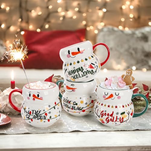 4-Pack-Christmas-Mugs-Set-15oz-Ceramic-Snowman-Coffee-Cup-Stackable-Holiday-Xmas-Tea-Mug-for-Hot-Cocoa-Cold-Water-Milk-Housewarming-Gift-Farmhouse-Decor-Dishwasher-Microwave-Safe4-Styles 4 Pack Christmas Mugs Set 15oz Ceramic Snowman Coffee Cup Stackable Holiday Xmas Tea Mug for Hot Cocoa Cold Water Milk Housewarming Gift Farmhouse Decor Dishwasher Microwave Safe4 Styles