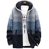 [foveitaa] カーディガン メンズ グラデーション フード付き ニット 秋冬服 セーター ジップアップ コート アウター ジャケット シンプル オシャレ 厚手 裏起毛 暖かい 大きいサイズ ニット ゆったり カットソーlight gray-L