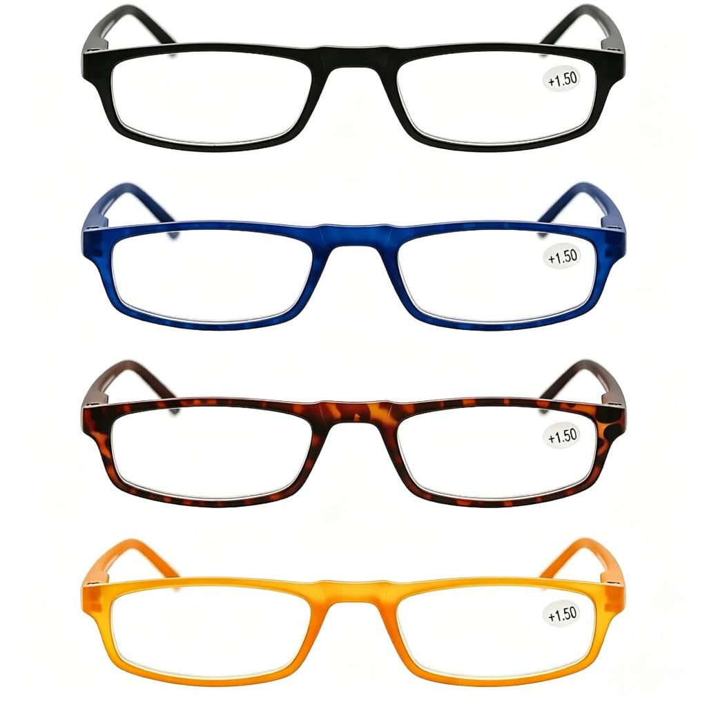 MODFANS Reading Glasses 2.25 4 Pack with Pocket Vintage Look Comfort Spring Hinge Arms Readers Glasses for Men and Women