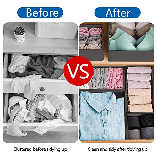 MOOING 10er Schubladen Organizer, Schubladen Ordnungssystem, Faltbare Aufbewahrungsbox Stoff, Unterwäsche Organizer, Schrank Schubladentrenner für BHS, Socken, Krawatten, Kleidung