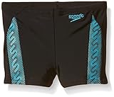 Speedo Jungen Badehose Monogram Aquashorts, Black/Adriatic Blue, 128, 8-09314A020