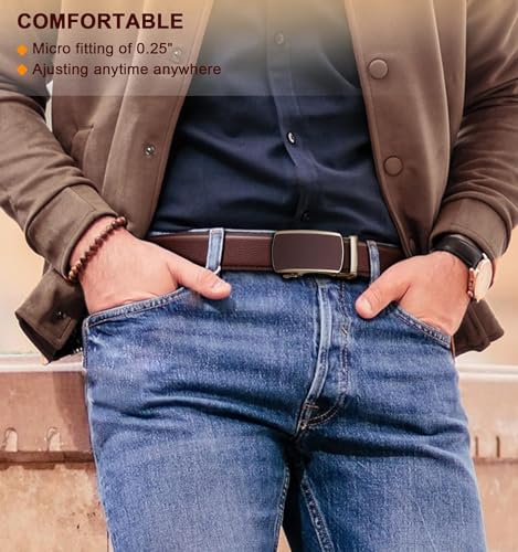 Image of Men's Vegan Leather Belt for Men, Formal /Casual,Autolock| Fit on up to 38 Inches Waist size (Free Size)