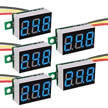 DC 030V Blue Digital Mini Voltmeter Three-Wire Calibratable 0.36" Blue LED Panel Voltage Meter for Gauge Tester Mount Car Motorcycle Battery Monitor 5 Pack