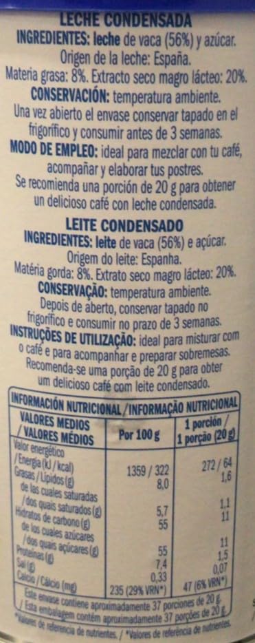Leche Condensada 740g Para Postres Repostería Café Lata