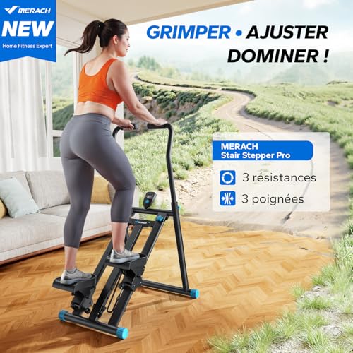 MERACH Stepper Escalier,2025 Stair Stepper Pro,Stepper Fitness Appartement pour la Maison avec résistance réglable en 3 étapes,Folding Cardio Vertical Sport Climber avec Guidon réglable pour Büro – Image 3